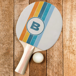 Pala De Ping Pong Arcoíris Retro Angustiado Oscuro con Inicial