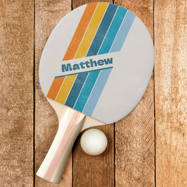 Pala De Ping Pong Arcoiris retro angustiado oscuro con nombre (Subido por el creador)
