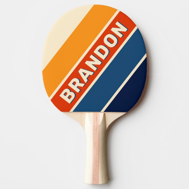 Pala De Ping Pong Arcoiris retro desierto negrita con nombre (Anverso)