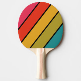 Pala De Ping Pong Arcoíris Retro Medianoche Negrita Rayado