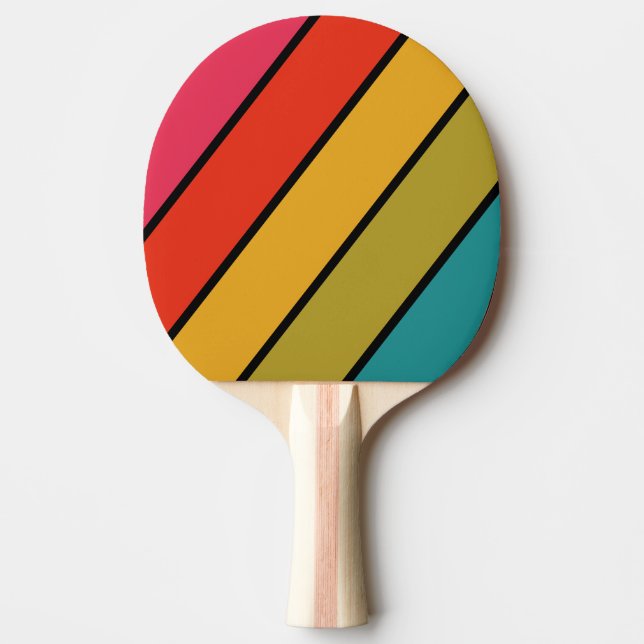 Pala De Ping Pong Arcoíris Retro Medianoche Negrita Rayado (Anverso)