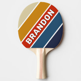 Pala De Ping Pong Arcoiris retro negrita con nombre