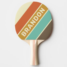 Pala De Ping Pong Arcoiris retro vintage negrita con nombre