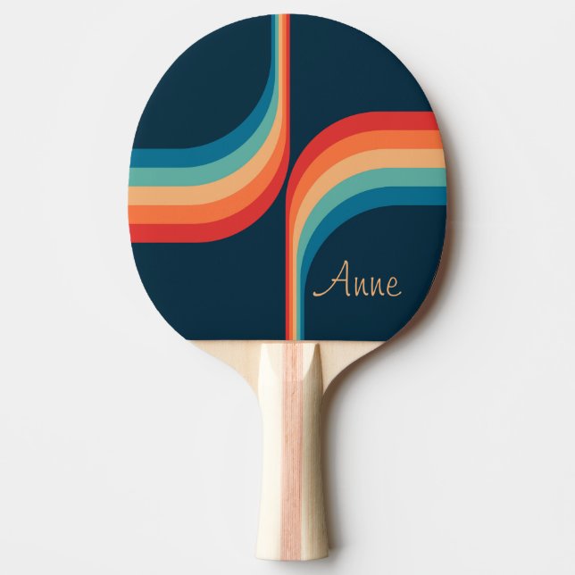 Pala De Ping Pong Arcos coloridos de estilo retro (Anverso)