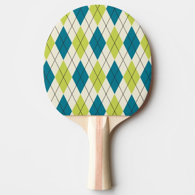 Pala De Ping Pong Argyle Azul Y Verde (Anverso)