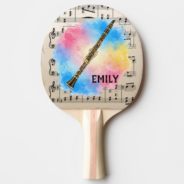 Pala De Ping Pong Armonía clarinete: Coloridas acuarelas (Anverso)