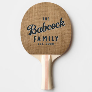 Pala De Ping Pong Arpillera Marrón Retro Apellido y Año de la Famili