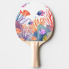 Pala De Ping Pong Arrecife de coral | Acuarela Peces Coloridos Océan