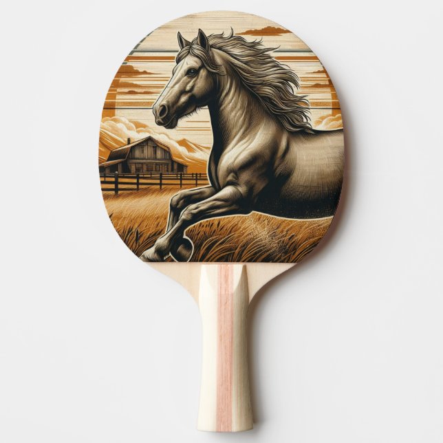 Pala De Ping Pong Arroz/caballo vintage/occidente (Anverso)