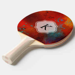 Pala De Ping Pong Arte abstracto de Digitaces del Grunge rojo del