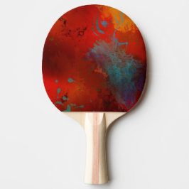 Pala De Ping Pong Arte abstracto digital grunge rojo, acuático y dor