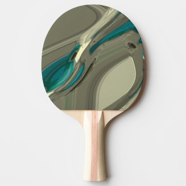 Pala De Ping Pong Arte abstracto gris y azul (Anverso)