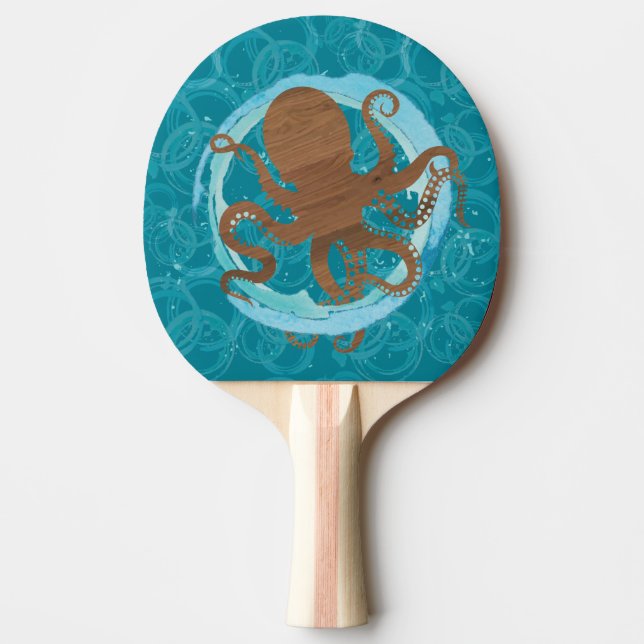 Pala De Ping Pong Arte Costero de Pulpo  (Anverso)