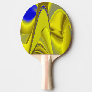 Pala De Ping Pong Arte de arcoíris abstracto 3D en azul amarillo dor
