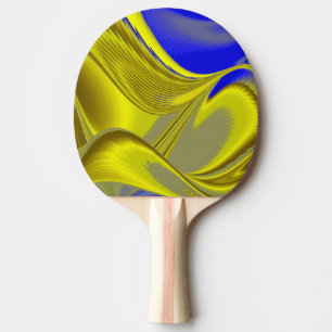 Pala De Ping Pong Arte de arcoíris abstracto 3D en azul amarillo dor