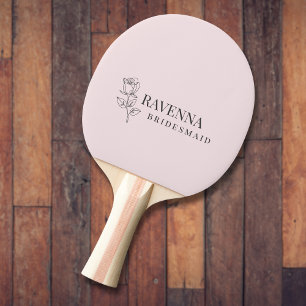 Pala De Ping Pong Arte de Línea de Rosa Rosa Luxe con Nombre Persona