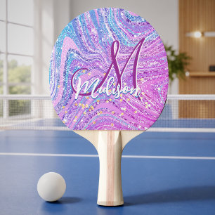 Pala De Ping Pong arte de mármol de unicornio brillante y arcoíris p