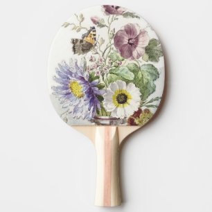 Pala De Ping Pong Arte floral de mariposas vintage de William van Le