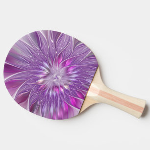 Pala De Ping Pong Arte fractal abstracto de flor apasionada púrpura