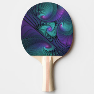 Pala De Ping Pong Arte fractal abstracto moderno que combina púrpura