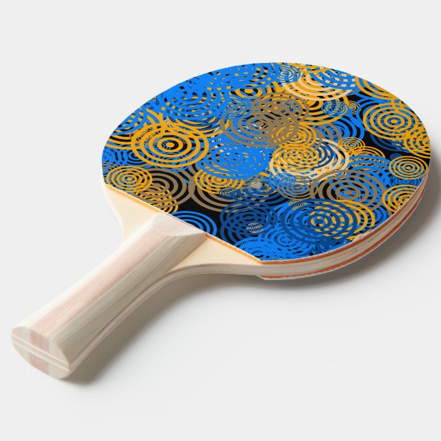 Pala De Ping Pong Arte fractal Círculos geométricos azules Swirl Man (Ángulo frontal)
