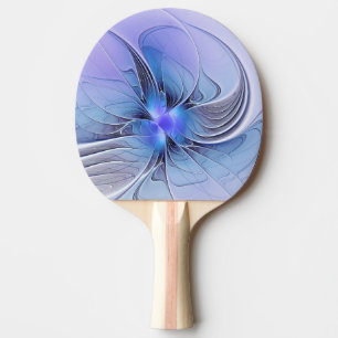 Pala De Ping Pong Arte fractal moderno abstracto lavanda azul