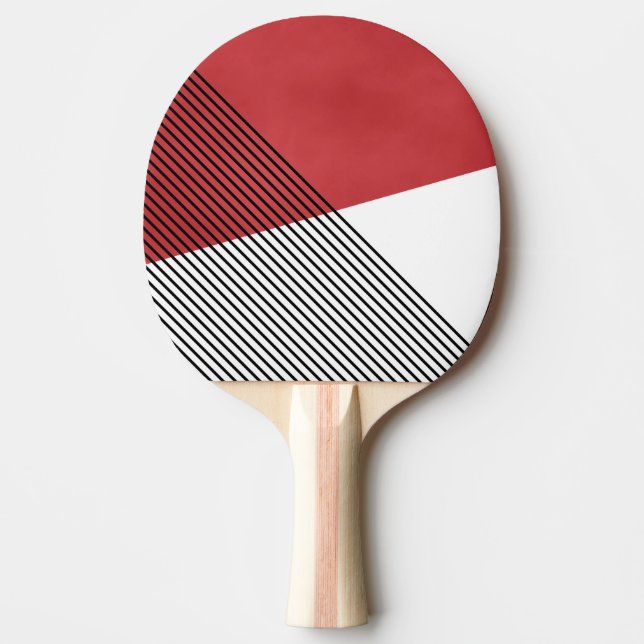 Pala De Ping Pong Arte geométrico simple negro, blanco y rojo (Anverso)