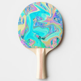 Pala De Ping Pong Arte líquido azul acuático retro en hortensias abs