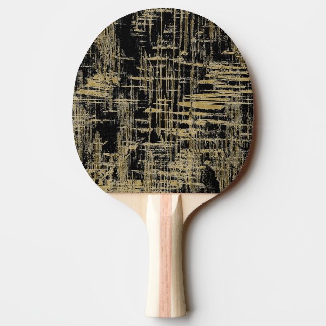 Pala De Ping Pong Arte moderno negro y dorado (Reverso)