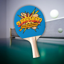 Pala De Ping Pong Arte Pop de Cómic Retro Divertido de SUPERHÉROE