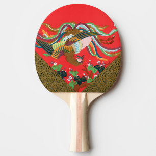Pala De Ping Pong Arte vintage del pájaro fénix rojo japonés G.A. Au