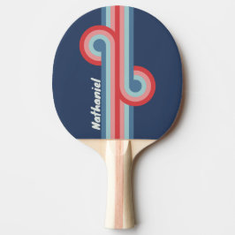 Pala De Ping Pong Asa Náutica Azul Vintage con Nombre
