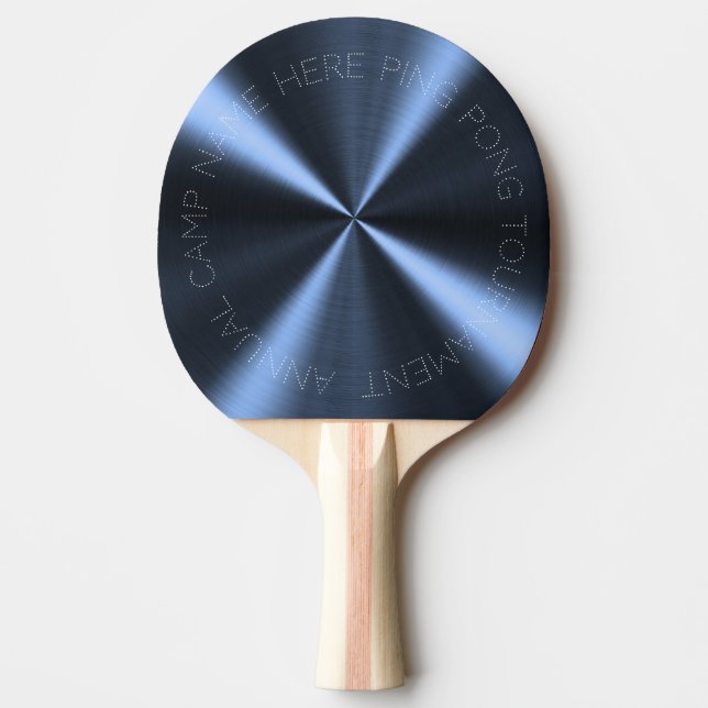 Pala De Ping Pong Aspecto metálico radial personalizado - Azul oscur (Anverso)