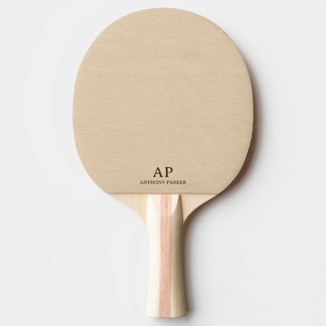 Pala De Ping Pong Aspecto simple de cuero beige (Anverso)
