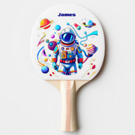 Pala De Ping Pong Astronauta colorida y Univers en colores audaces