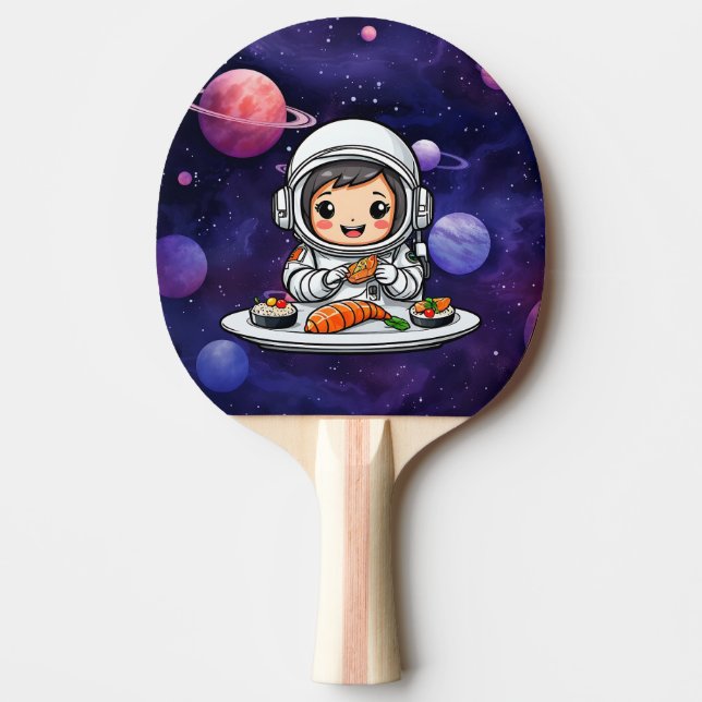 Pala De Ping Pong Astronautas comiendo sushi (Anverso)