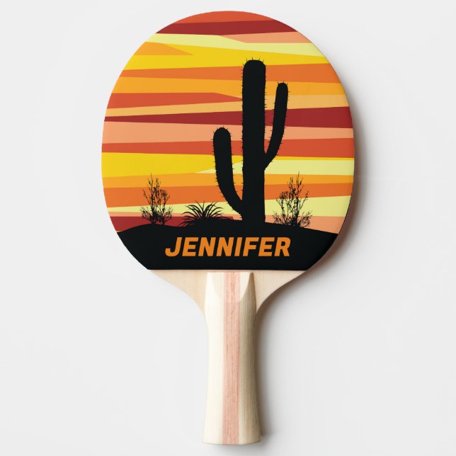 Pala De Ping Pong Atardecer del desierto geométrico (Anverso)