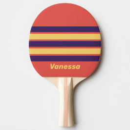 Pala De Ping Pong Atardecer Retro Surf a través de Rayas con Nombre