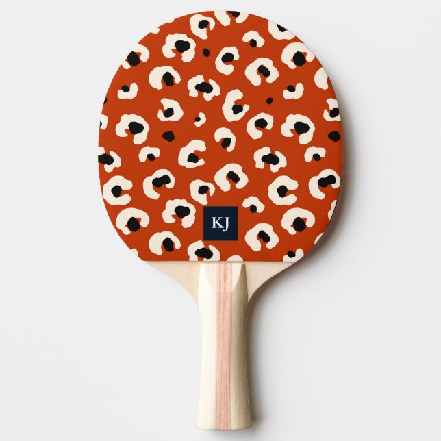 Pala De Ping Pong Audaz Leopardo Personalizado Monogramado (Anverso)
