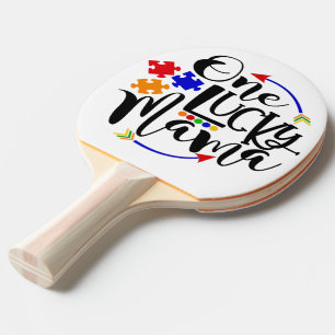 Pala De Ping Pong Autismo Mamá Impresión Completa en la Parte Traser
