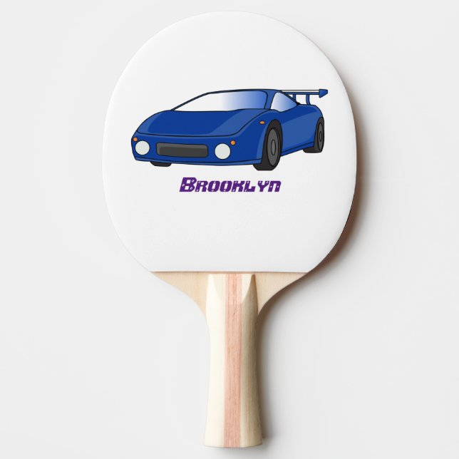 Pala De Ping Pong Autobús deportivo azul con ilustracion aéreo (Anverso)