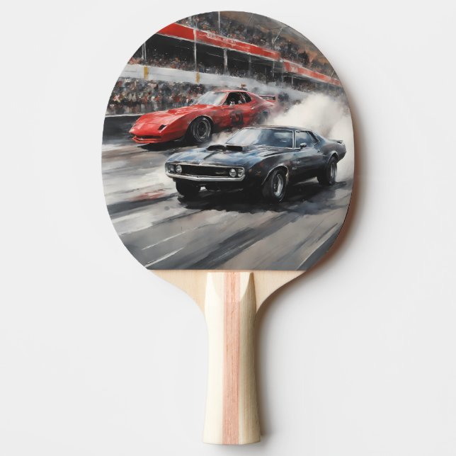 Pala De Ping Pong Automóviles de Músculo Rojo y Negro (Anverso)