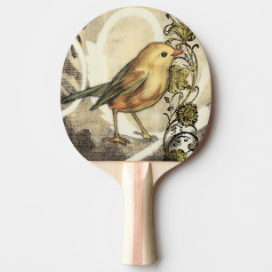 Pala De Ping Pong Ave amarillo y verde en fondo vintage