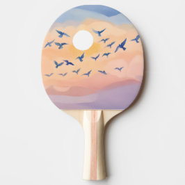 Pala De Ping Pong Aves en vuelo | Acuarela de la naturaleza del sol