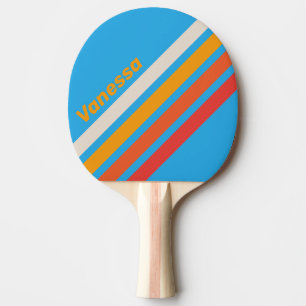 Pala De Ping Pong Azul de Surf Descolorido con Rayas en Ángulo y Nom