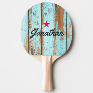 Pala De Ping Pong Azul Lavar Madera Estrella Vintage Firma
