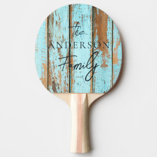 Pala De Ping Pong Azul Lavar Madera Nombre de Familia Escrito a Mano
