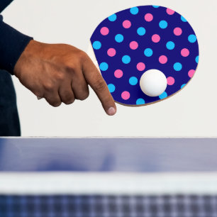 Pala De Ping Pong Azul Marino Rosa Cian Patrón de Lunares