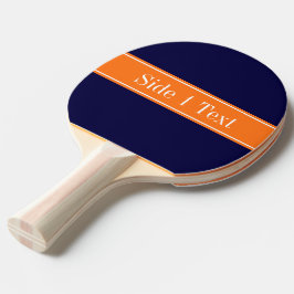 Pala De Ping Pong Azul Marino Sólido, Monograma de Nombre con Listón