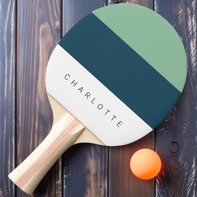 Pala De Ping Pong Azul profundo moderno de tres tonos con nombre (Subido por el creador)